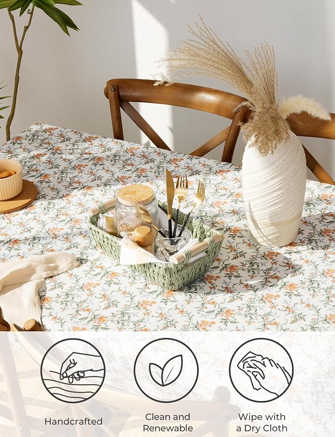 StorageWorks Round Paper Rope Woven Basket with Wooden Handles for Gifts Small Woven Baskets for Shelf Bosana Green 2-Pack