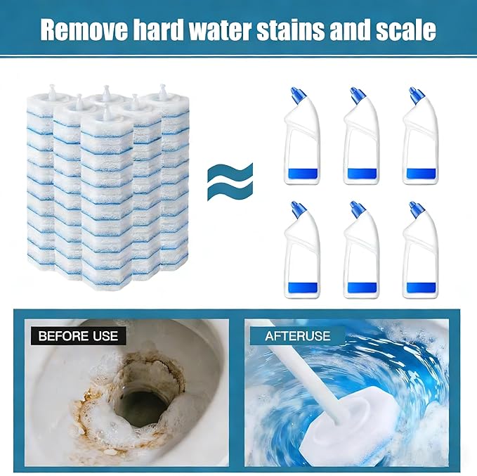 60-Count Disposable Toilet Brush Replacement Heads. Toilet Cleaning Replacement Heads Compatible with Clorox Brand and Most Toilet Brushes. Essential for Bathroom and Toilet Cleaning.