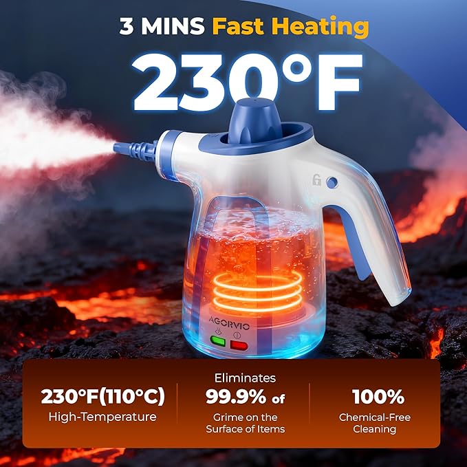 Steam Cleaner Handheld Steam Cleaner for Home Pressurized Steamer for Cleaning Carpet Floor Upholstery and Car 13ft Extra-long Power Cord &amp 11 Multi-Purpose Accessories