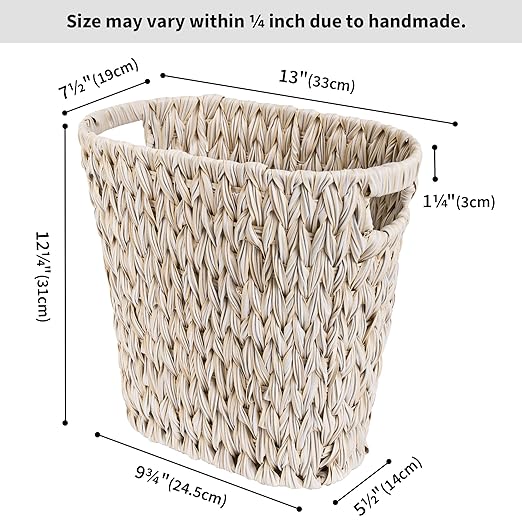 GRANNY SAYS Wicker Trash Can Waterproof Bathroom Trash Can Wicker Waste Basket for Bathroom Decorative Boho Waste Basket for Bedroom Office 19 Liters/5 Gallons
