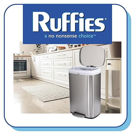 Ruffies Tall Kitchen Trash Bags - 13 Gallon 320 Total Bags (8 Packs of 40 Count) Right-Fit Drawstring – White Bags