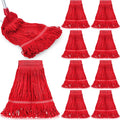 Nuogo 10 Pcs Commercial Mop Head Replacement Floor Cleaning Wet Heavy Duty Commercial Mop Refills General Cleaning(27.6 InchRed)