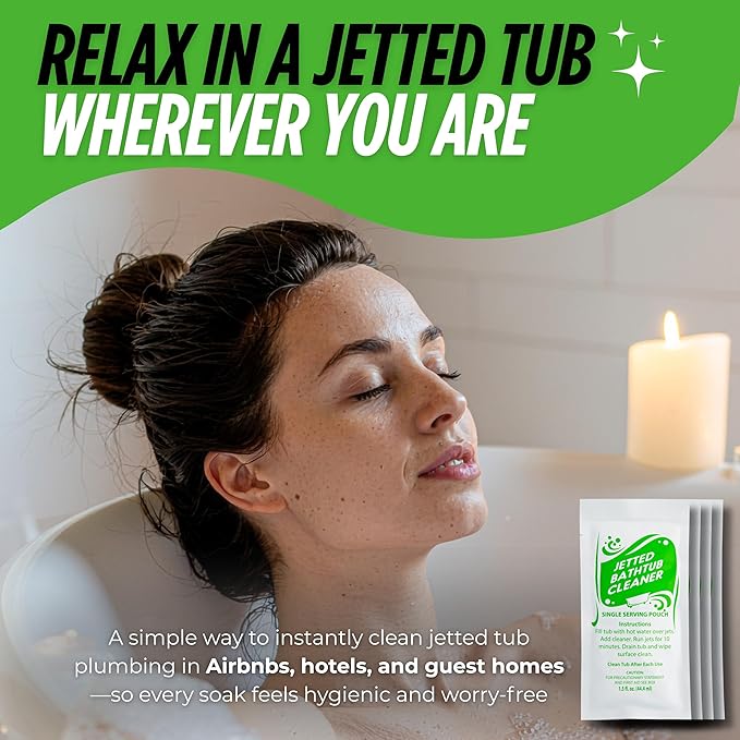 Oh Yuk Jetted Tub Cleaner – Jetted Tub System Cleaner for Bathtub Jet Systems Jacuzzi &amp Bath Jets – Jet Tub Cleaner for Hygienic Cleaning and Peace of Mind – 4X Travel Size Pouches Pack