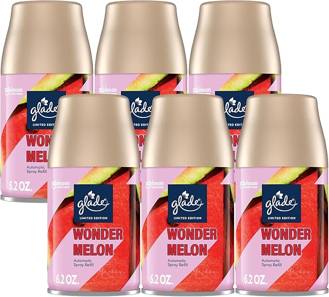 Glade Automatic Spray Refill Wonder Melon Scented Air Freshener for Home and Bathroom 6.2 Oz 6 Pack