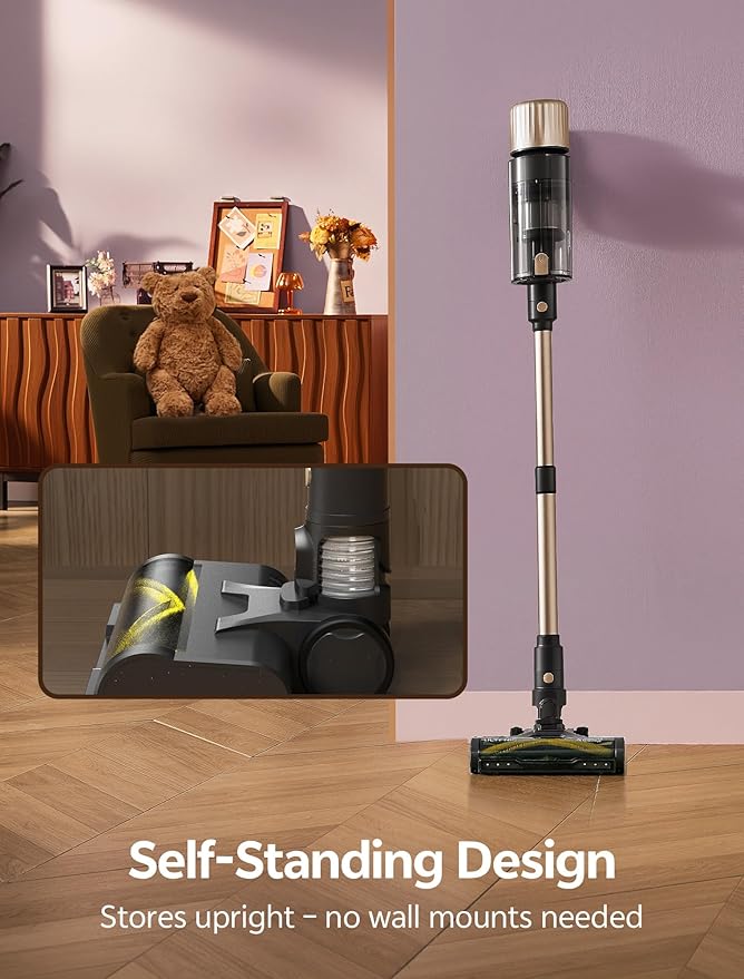 Ultenic Cordless Vacuum Cleaner 600W 60KPA 65mins Vacuum Cleaners for Home Cordless Stick Vacuum with Green Light Self-Standing &amp 180° Lay-Flat Anti-Tangled Brush for Floor/Carpet/Pet Hair