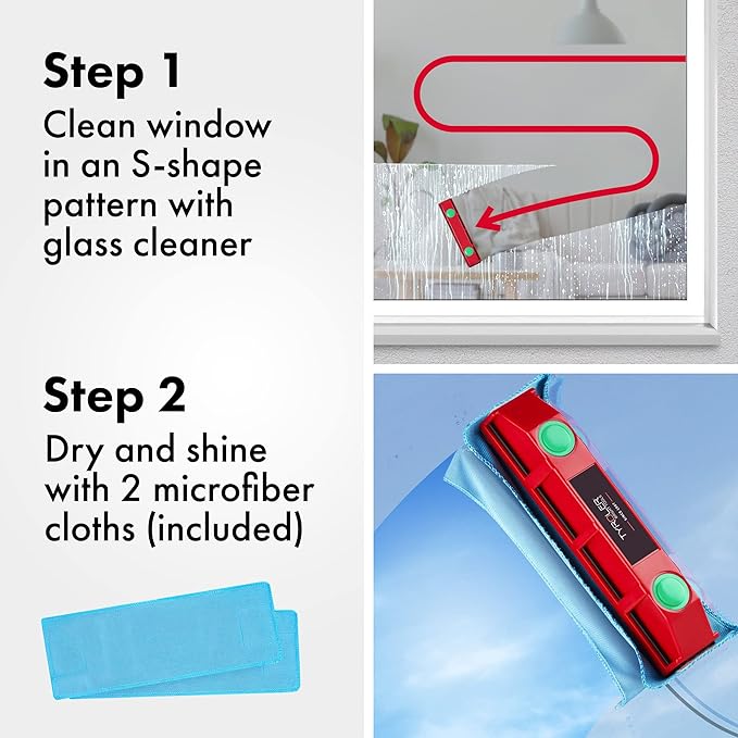 Tyroler Glider D-3 Outside Magnetic Window Cleaner Tool | Double Sided Outside Windows Cleaner Fits Only 0.8-1.1 Single/Double Glazed Windows Thickness | Magnet Window Cleaners Tool