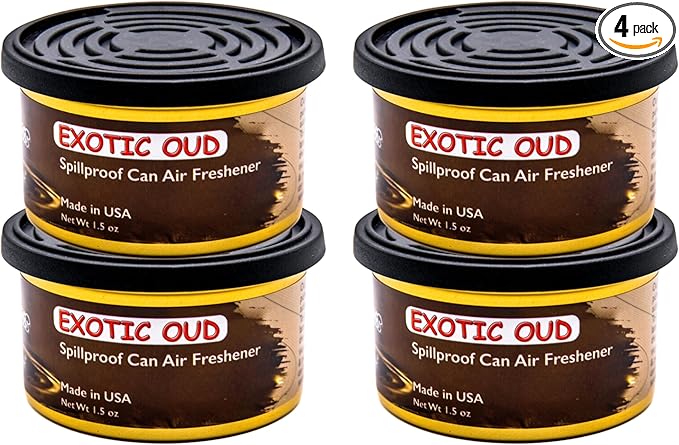Blunteffects CAN AIR-FRESHENER | Spill-proof | Odor Eliminator Essential | 100% Concentrated | pure oil long lasting | cars | home | office | small spaces | 1.5 Oz | (exotic oud 4 Pack)