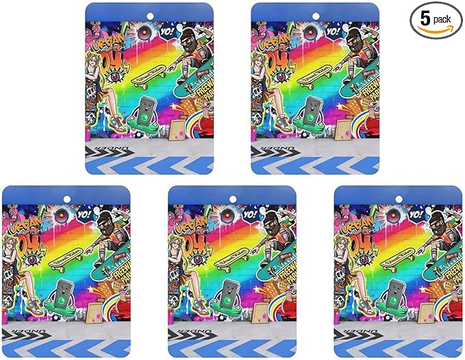 5PCS Car Air Freshener Hanging Personalized Double Sided Urban Graffiti Car Fresheners Long Lasting New Cars Scents Cute Automotive Freshies for Closets Drawers (tea)
