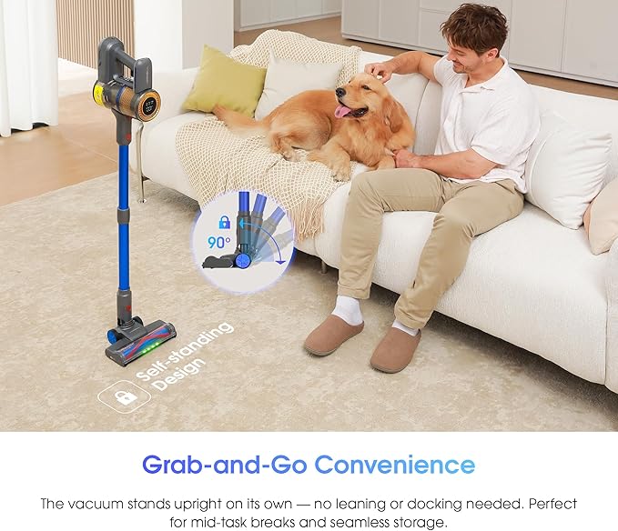 UNINELL HOME Cordless Vacuum Cleaner 45000Pa/450W Stick Vacuum Cleaners for Home 60 Mins Runtime Self-Standing Detachable Battery Anti-Tangle Brush Lightweight Wireless Vacuum for Pet Hair