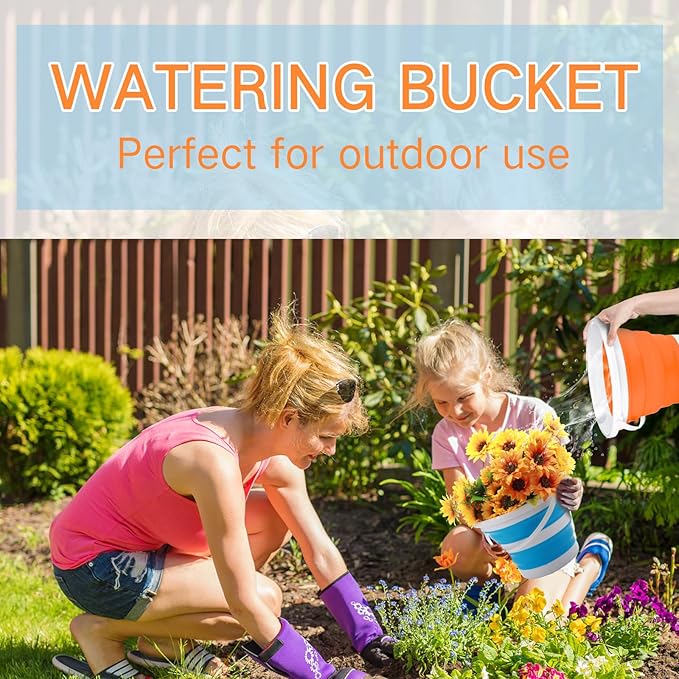 Pickmesh 4 Pcs Collapsible Bucket 2.6 Gallon (10l) Foldable Collapsible Sand Bucket with Handle Small Cleaning Pail for Household Outdoor Car Washing Camping Beach Sand(Blue Green Orange Pink)