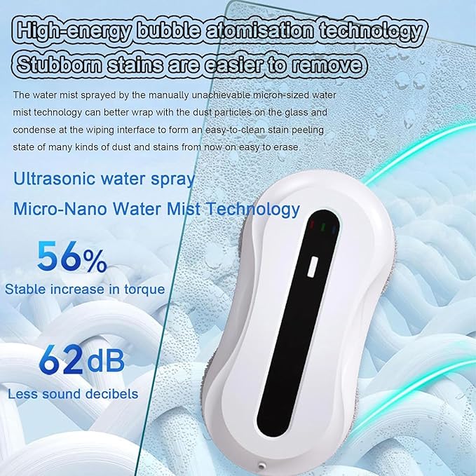 Window Cleaner Robot 5600Pa Suction with Automatic Water Spray Smart Glass Cleaning Robotic for Indoor and Outdoor Glass Tile Window Smart Cleaner Kit with Remote ControlB