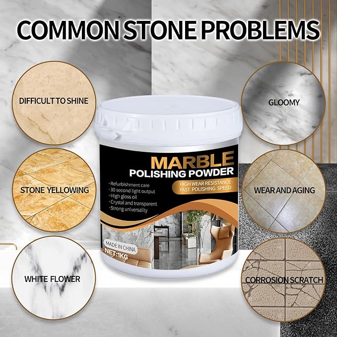 Marble Polishing Powder – for Granite Marble &amp Stone SurfacesRestores Shine &amp Removes ScratchesProfessional Polish for Countertops Floors &amp Walls2.2LB