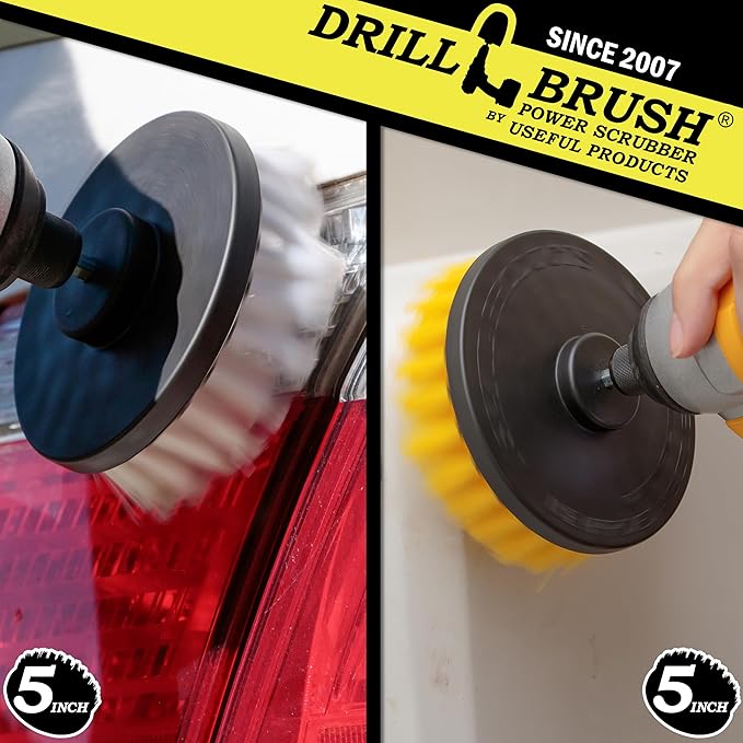 Hard Water Stain Remover - Grout Cleaner - Calcium Mineral Deposits Soap Scum Rust - Drill Brush - 5-inch Spin Brush - Bathroom Accessories - Scrub - Bath Mat - Shower Door - Glass Cleaner