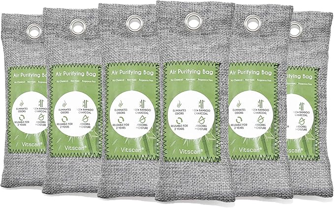 18 Pack Bamboo Charcoal Air Purifying Bag Activated Charcoal Bags Odor Absorber Moisture Absorber Natural Car Air Freshener Shoe Deodorizer Odor Eliminators For Home Pet Closet (6x50g 6x150g)