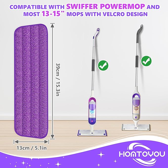 HOMTOYOU Wet Spray Mops with 10 Reusable Pads: Wet Mop for Hardwood Tile Wood Laminate Vinyl - Absorbs Pet Hair Dust