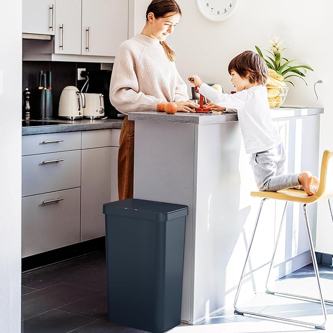 iTouchless Prime 13.2 Gallon Sensor Trash Can Durable Dent-Proof Construction Slim and Space-Efficient Automatic Bin Black Color Great for Kitchen Home Office Business Garage Plastic