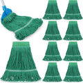 Nuogo 10 Pcs Commercial Mop Head Replacement Floor Cleaning Wet Heavy Duty Commercial Mop Refills General Cleaning(27.6 InchGreen)