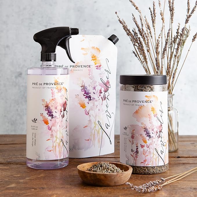 Pre de Provence Provincial Lavender Collection Soft Calming Scent for Your Home Linen Water Refill 33.8 fl oz