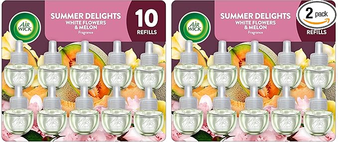 Air Wick Scented Oil Refill Summer Delights 10ct | For Plug-in Devices | Essential Oils | Eco Friendly | Pack of 2