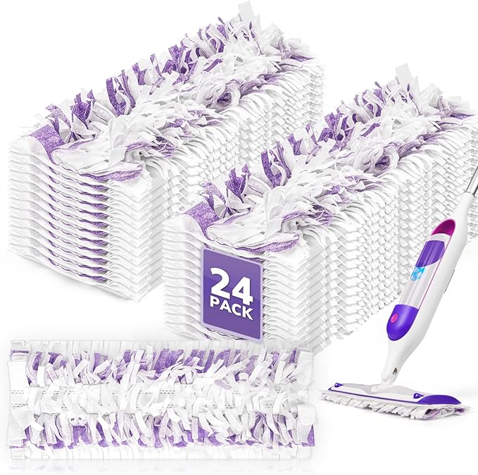 AIR U+ 24 Pack Disposable Power Mop Pads Refills for Swiffer Power Mop Unscented 14-Layer Thickened Multi-Surface Replacement Mopping Refills Pads for Floor Surface Cleaning