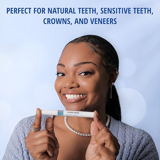 Power Swabs Stain-Out Quick Stick On-The-Go | No Sensitivity - Effective Teeth Stain Remover | Gentle Formula | Travel Friendly Beautiful White Smile – Good for 30 Uses