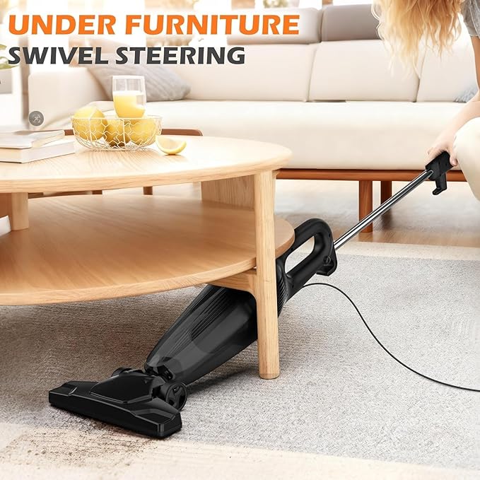 Zefiro 600W 28kpa Small Corded Stick Vacuum16Ft Corded Handheld Vacuum Cleaners for Home Hard Floor Carpet Pet HairDormRV