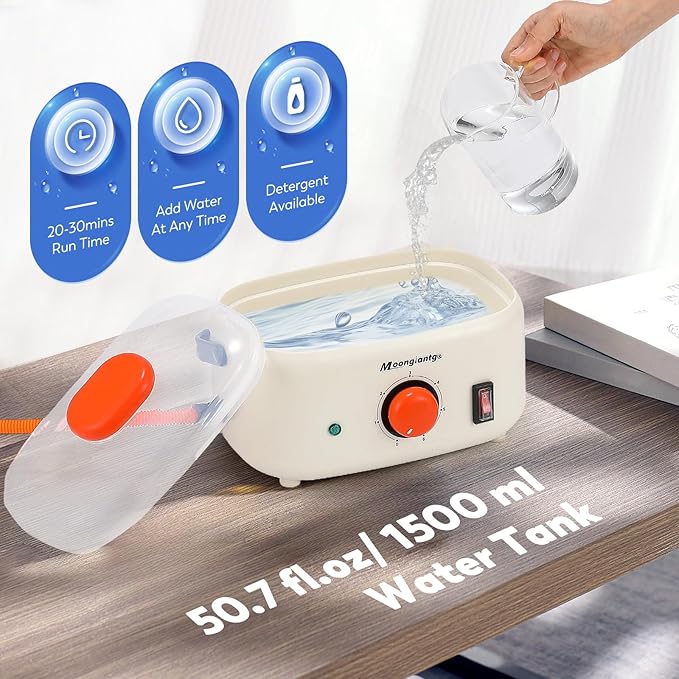 Moongiantgo Steam Cleaner Handheld Steamer for Cleaning Portable Pressurized Cleaning Machine for Car Detailing Grout Tile Upholstery Home Use Kitchen Bathroom with 1500ML Water Tank (Beige-Orange)