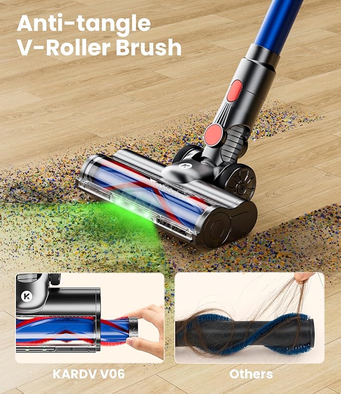 Cordless Vacuum Cleaner 500W/40Kpa Vacuum Cleaners for Home 60Mins Stick Vacuum with LED Display Anti-Tangle &amp Wall Mount Charging 8 in 1 Lightweight Vacuum for Hard Floors Carpet Pet Hair