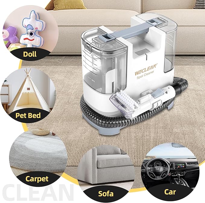 WECLEAN C1 Portable Extractor for Couch and Carpet Cleaner Upholstery Cleaner 400W Motor 9Kpa for Deep Cleaning