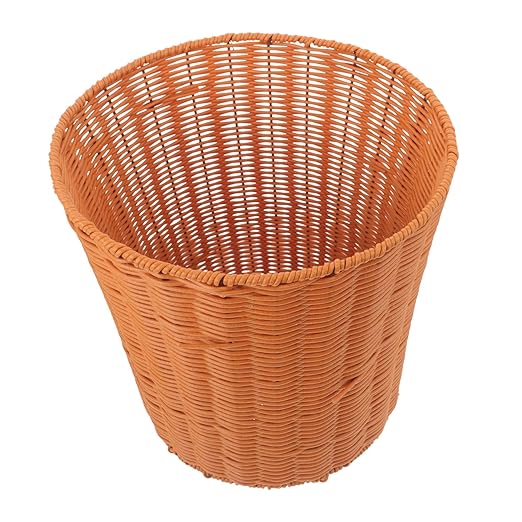 Woven Storage Basket for Home Organization Multi-Functional Imitation Rattan Wastebasket for Bedroom and Kitchen Decorative and Practical Trash for Family and Friends