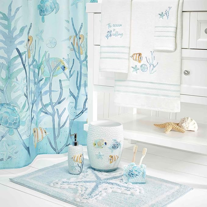 Avanti Linens - Wastebasket Decorative Trash Can Holiday Home Decor (Ocean Friends Collection)