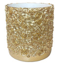 Decorative Glod Trash Can Elegant Resin Carved Waste Basket 8x10 Trash Bin Decor Rose Floral Garbage Can for Office BathroomBedroomLivingroom 8L/2.2Gallon(Gold)