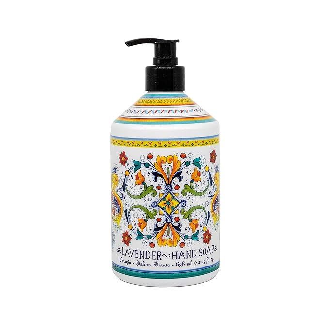 Perugia Italian Deruta Hand Soap - 21.5 fl oz Bottles - 8 pack - Lavendar Sweet Orange Lemon Verbana and Olive Thyme