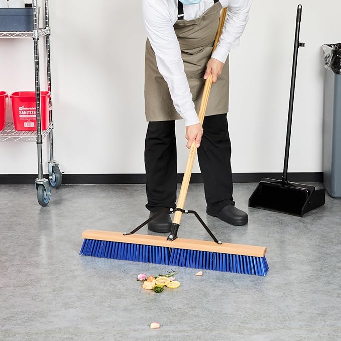 Restaurantware-BROOM HEAD ONLY: Clean Tek Professional 30-Inch Broom Head 1 Heavy-Duty Push Cleaning Tool - Handle And Brace Sold Separately Heavy Plastic Bristles Wooden Commercial Use