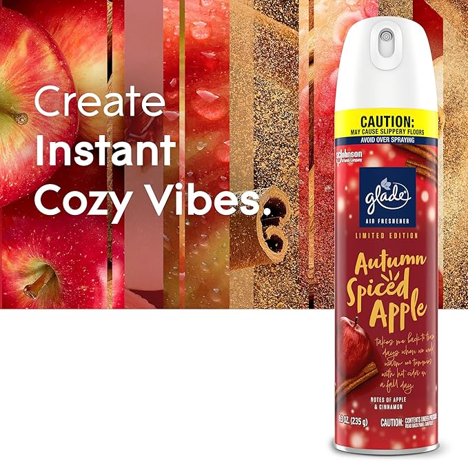 Glade Air Freshener Room Spray Autumn Spiced Apple Scent Odor Fighting to Deliver Long Lasting Freshness 8.3 Oz 6 Count