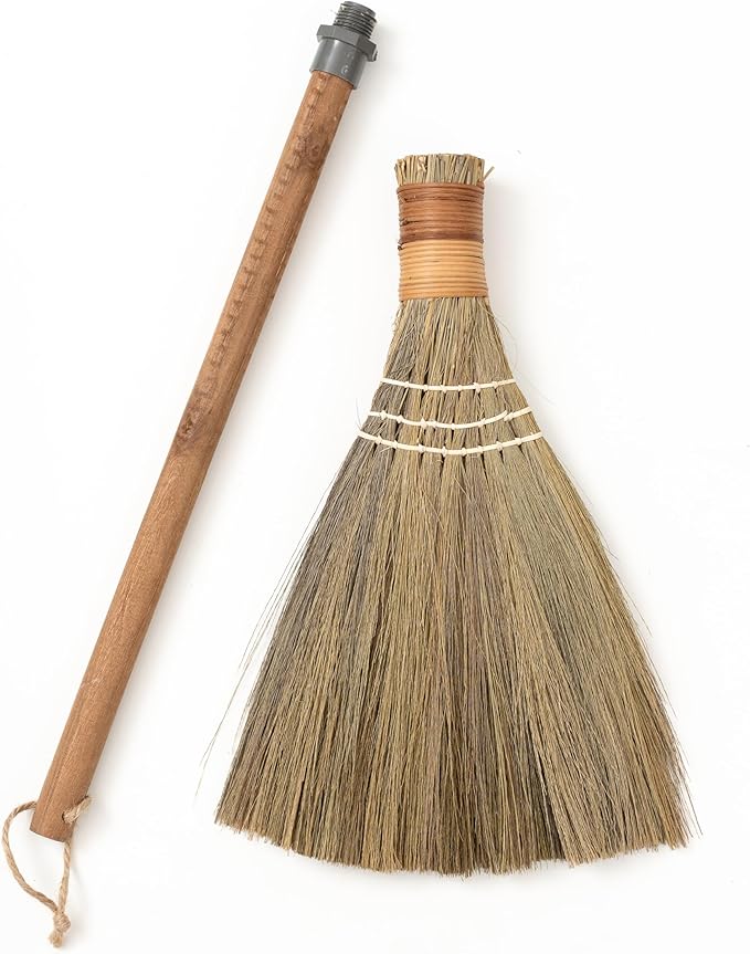 BMart Home Natural Whisk Sweeping Hand Handle Broom - Vietnamese Straw Soft Broom for Cleaning Dustpan Indoor-Outdoor Sofa Car Hood Decoration Items - 9.84'' Width 27.55 Length