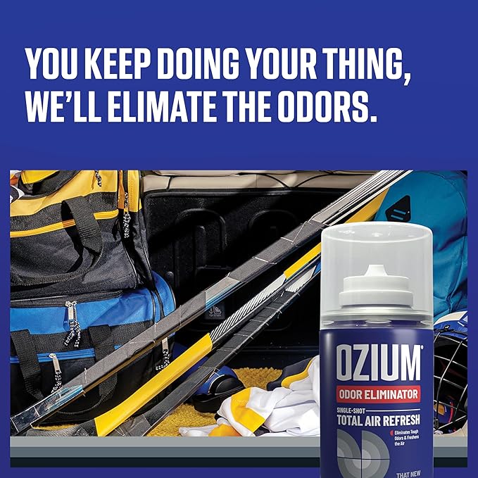 Ozium Air Sanitizer 2 oz Car Fogger: Single-Shot Smoke Odor Eliminator &amp Car Air Freshener (New Car Smell 4 Packs)