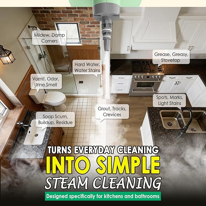 Steam Cleaner for Bathroom &amp Kitchen Handheld High Temp Steam Cleaner with Safety Lock Chemical-Free Steamer for Deep Cleaning Tile Grout Shower Stove &amp Sink 10 Accessories for Home Cou