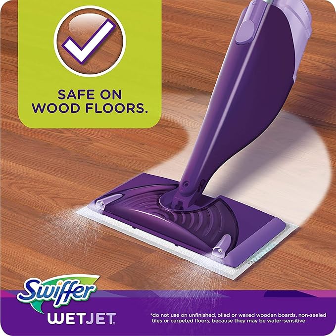 Swiffer WetJet Hardwood Floor Cleaner Spray Mop Pad Refill Multi Surface 12 Count (Packaging May Vary) (Pack of 4)