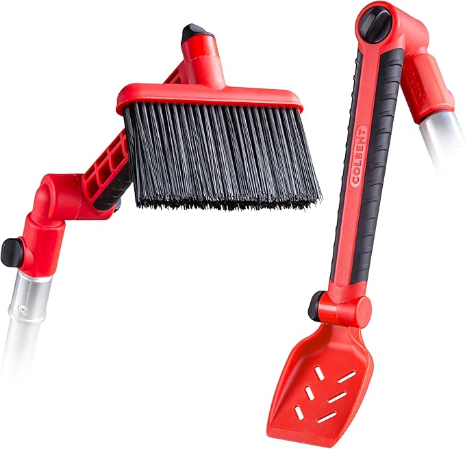 Multi-Angle Gutter Cleaning Tools from the Ground - Gutter Cleaner tool attachment for Threaded Poles - Gutter Scoop &amp Brush for rain gutter cleaning and leaf removal from Gutter Guard