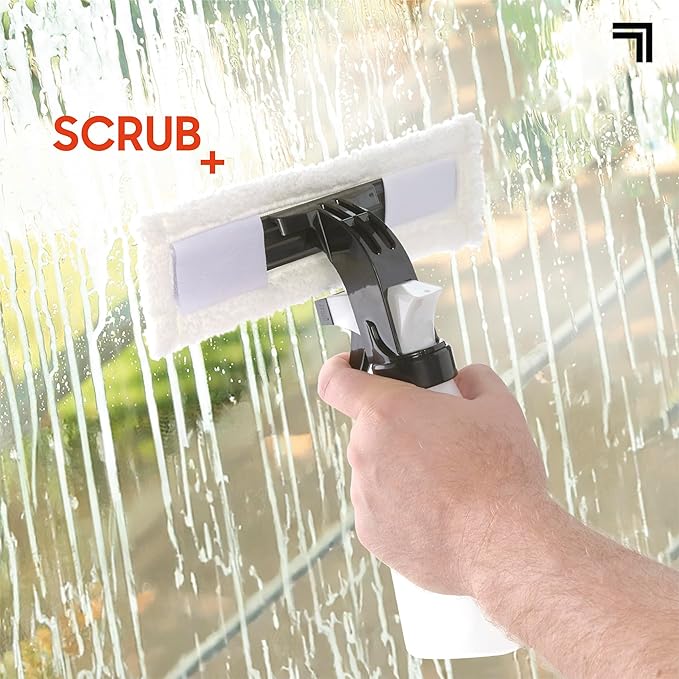 Sharper Image® 2-in-1 Window Vacuum Cleaner Kit – Cordless Squeegee Spray Bottle 11 Blade 2 Washable Microfiber Pads| Cleaning Supplies Tool Set| Glass Mirrors Shower Windows Car Windshield