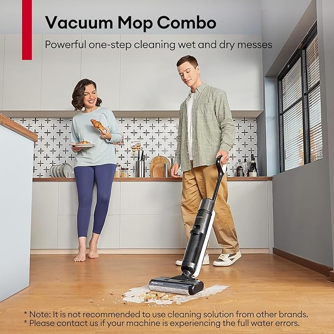 Ultenic Wet Dry Vacuum CleanerCordless Vacuum Mop Combo with Self-CleaningSmart Mess Detection50mins Runtime3-in-1 Vacuum Mop for Hard FloorsEdge CleaningLED DisplayBlackAC1 Elite