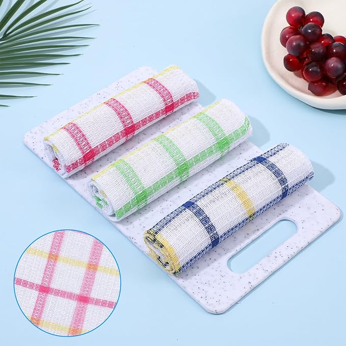 36 Pieces Kitchen Dish Cloths Dish Towels Washable Cleaning Cloth for Washing Dishes Wipe Glass Home Kitchen Household Supplies 12 x 12 Inch (3 Colors)