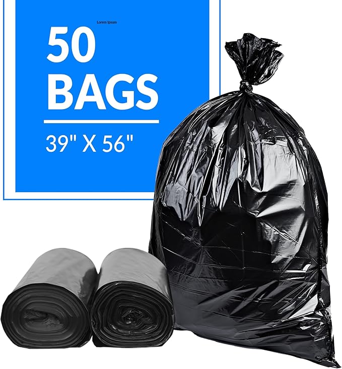 Reli. 55-60 Gallon Trash Bags Heavy Duty | 50 Bags | 50-60 Gallon | Large Black Garbage | Made in USA (Pack of 2)