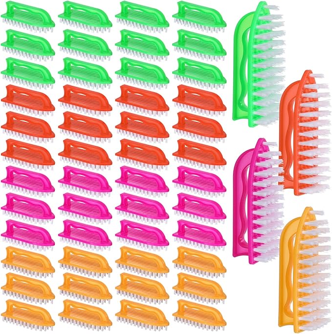 Eaasty 48 Pack Cleaning Brush Scrub Brush with Comfortable Grip Stiff Bristles Dish Scrub Brush Kitchen Scrub Brush Household Carpet Brush for Bathroom Shower Sink Floor Bathtub Tile 4 Colors