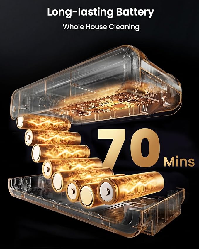 Cordless Vacuum Cleaner 55KPa 650W Max 70 Mins Vacuum Cleaner for Home Wall mount Charging Dock Self-standing Vacuum Cleaner with Scented Tablet Anti-tangle Stick Vacuum for Pet Hair/Carpets/Floors