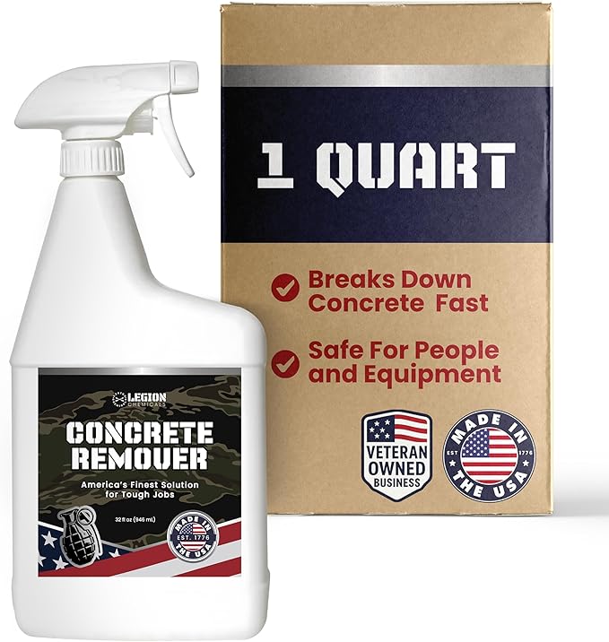 Heavy Concrete Remover – Dried Concrete &amp Cement Dissolver (Non-Corrosive Biodegradable Acid Alternative) Safe on Equipment 1-Quart Spray