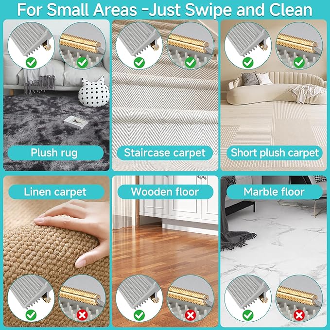 Carpet Rake for Pet Hair Removal Tool Reusable Pet Hair Remover Broom Dog&ampCat Hair Remover Scraper Rake with 54” Adjustable Long Handle 3 Pcs Carpet Brush Rake for Rugs Mats Couch Furniture
