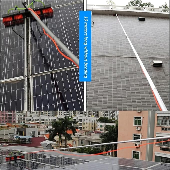 Water Fed Telescopic Brush Water/Hose Fed Pole Solar Panel Cleaning Equipment Extendable Cleaner Conservatory Roof Rod Brush Head (Color : 6m/20ft Rod Size : 30Cm Brush Head)