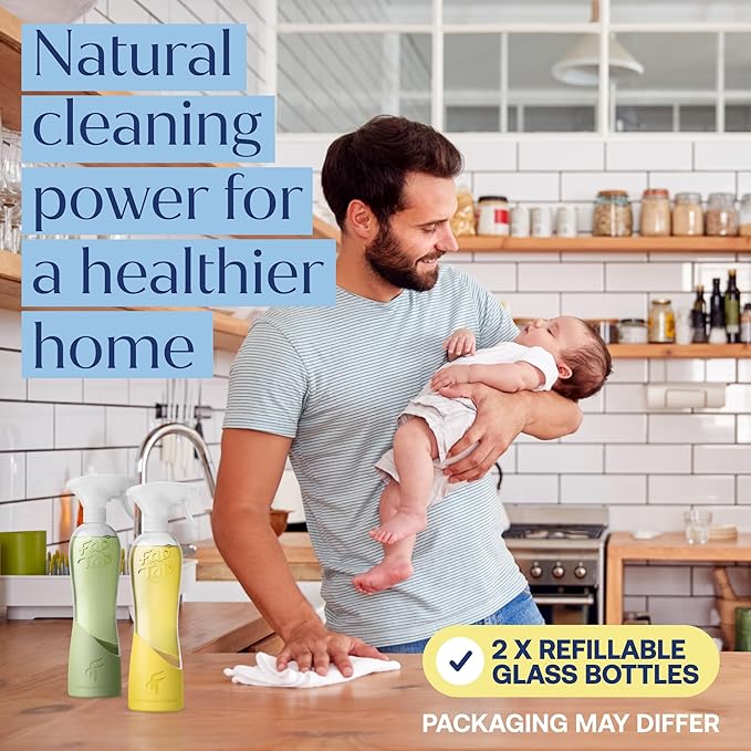 Fab Tab Bathroom and All Purpose Cleaner Tablets Bundle With Bamboo Cleaning Cloths And Coconut Sponge - Bathroom + Multi-Purpose Cleaner Tablets and Bamboo Towels Cleaning Solution